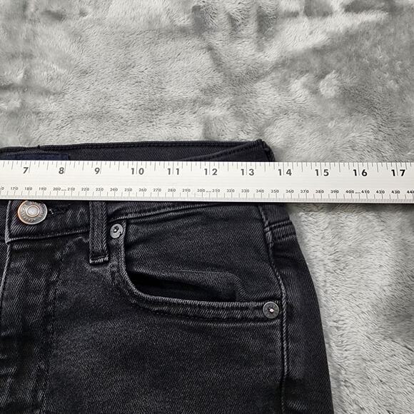 Aeropostale Jeans Womens 6R Faded Black Distressed Ripped Mom High Rise Stretch - Picture 12 of 16